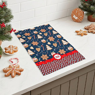 Paño De Cocina Monograma de Navidad de pan de jengibre