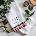 Paño De Cocina Monograma de nombre de familia de granja rústica<br><div class="desc">Con un monograma inicial rodeado de ramas, con un apellido y fecha establecida, y una hermosa manta de granja. Añada la redacción de su personalizado a este diseño utilizando los cuadros "Editar esta plantilla de diseño" en el lado derecho del elemento o haga clic en el botón azul "Personalizar" para...</div>