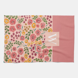 Paño De Cocina Monograma de nombre rojo rosa pálido a mano