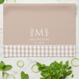 Paño De Cocina Monograma de nombres personalizados de Gingham en 