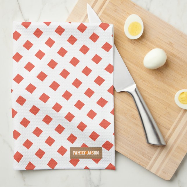 Paño De Cocina Monograma de nombres personalizados diamantes blan (Doblado Cuarto)