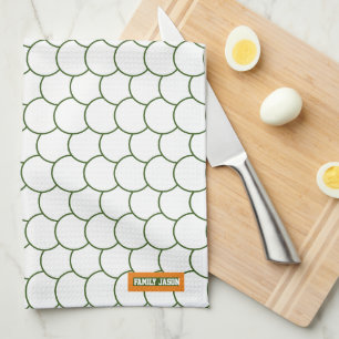 Paño De Cocina Monograma de nombres personalizados resumen verde
