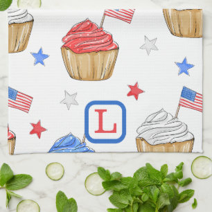 Paño De Cocina Monograma de pasteles de la bandera azul blanca ro