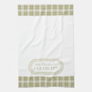 Paño De Cocina Monograma de Patrón de Cuadro de Campo Verde Salvi