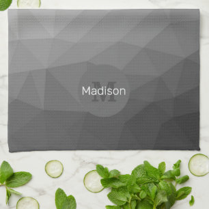 Paño De Cocina Monograma de Patrón de Malla Geométrica con Gradie