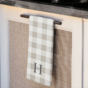 Paño De Cocina Monograma de plaid de granjas tonal