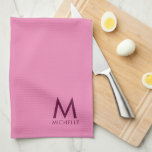 Paño De Cocina Monograma de plantilla rosa elegante de color de t<br><div class="desc">Subir personalizado Añade tu foto o logotipo Texto Estilo Moderno Monograma de plantilla de cocina rosa.</div>