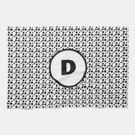 Paño De Cocina monograma de puntos lindos dálmatos blancos y negr