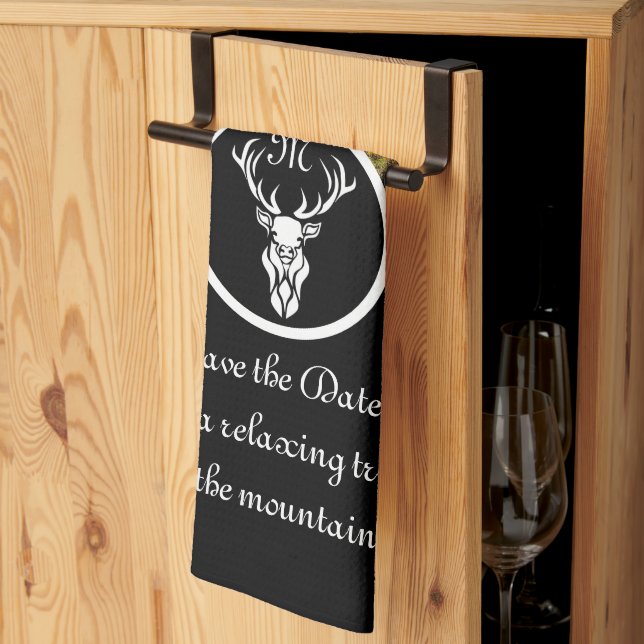 Paño De Cocina Monograma de silueta de cubo blanco de nieve (Pliegue de tercios)