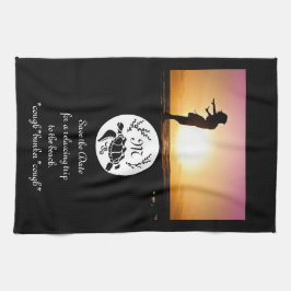 Paño De Cocina Monograma de silueta de tortuga del Mar Negro