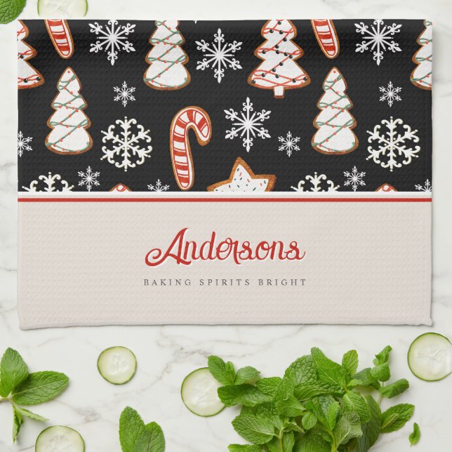 Paño De Cocina Monograma de Snowflakes con navidades (Doblado)