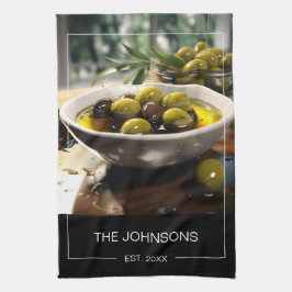 Paño De Cocina Monograma de Stylis Black White Photo y Family Nam