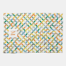 Paño De Cocina Monograma de tono cálido de patrón circular en cua