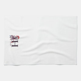 Paño De Cocina Monograma de vacaciones costeras Santa Octopus