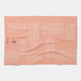 Paño De Cocina Monograma del arcoiris de la Moda Boho Mid Century