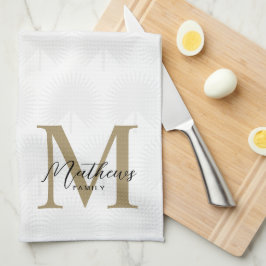 Paño De Cocina Monograma del guión de la hoja de anahaw de oro de