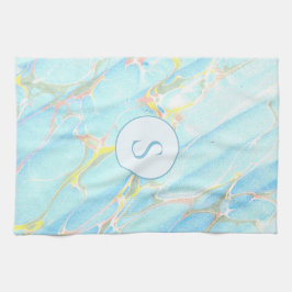 Paño De Cocina Monograma del Personalizado del patrón de mármol i