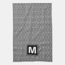 Monograma dominante griego blanco y negro moderno