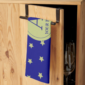 Paño De Cocina Monograma elegante con patrón de estrella dorada y