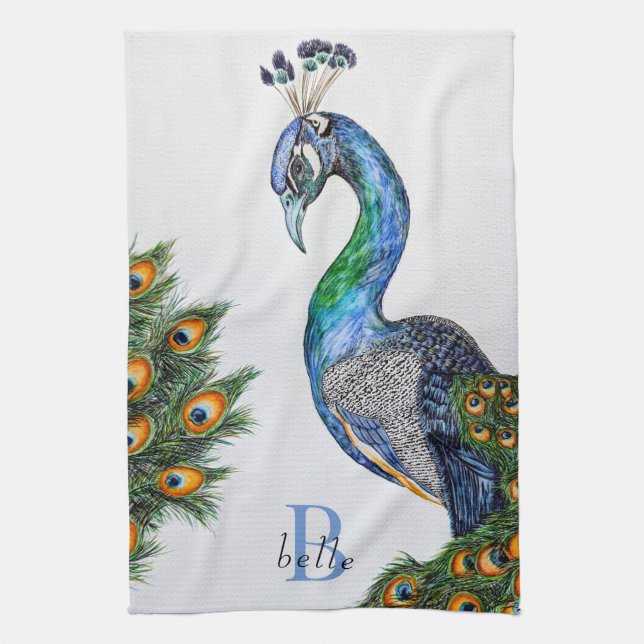 Paño De Cocina Monograma elegante de acuarela (Vertical)
