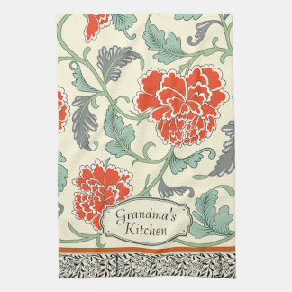 Paño De Cocina Monograma elegante elegante vintage floral natural
