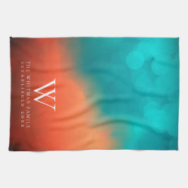 Paño De Cocina Monograma familiar abstracto arte Naranja Verde az