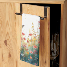 Paño De Cocina Monograma Floral de Pájaros Acuarela Primavera Flo