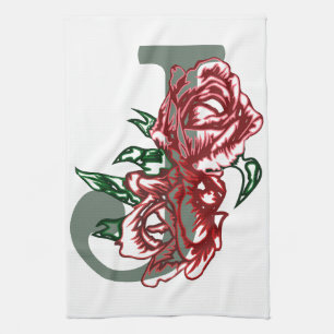 Paño De Cocina Monograma floral J letra mayúscula