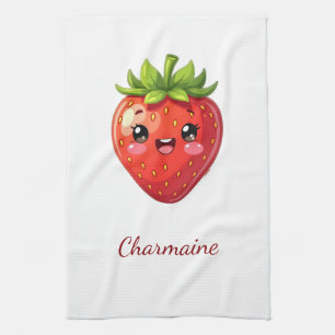 Paño De Cocina Monograma fresa kawaii linda