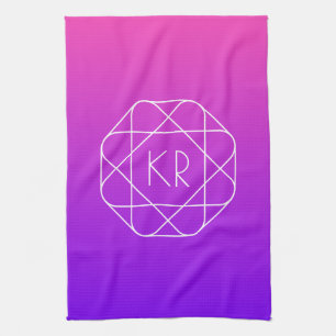 Paño De Cocina Monograma geométrico genial Violeta magenta púrp