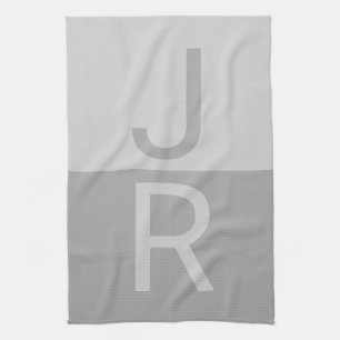 Paño De Cocina Monograma Gris claro y Gris de Iniciales Modernas