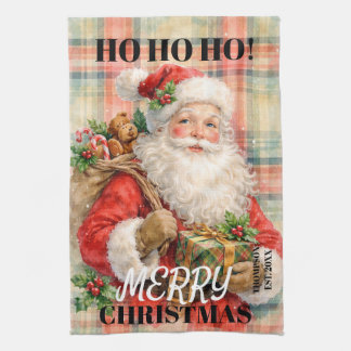 Paño De Cocina Monograma Ho ho ho Feliz Navidad Santa rojo