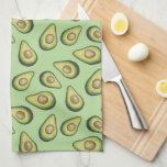 Paño De Cocina Monograma ilustrado aguacate del verde del modelo<br><div class="desc">Modelo ilustrado del aguacate en verde con inicial en esquina.</div>
