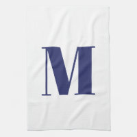 Monograma inicial azul marino blanco moderno elega