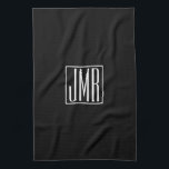 Paño De Cocina Monograma inicial | Blanco y negro (o color maread<br><div class="desc">Tus tres iniciales monogramadas.</div>