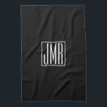 Paño De Cocina Monograma inicial | Blanco y negro (o color maread<br><div class="desc">Tus tres iniciales monogramadas.</div>