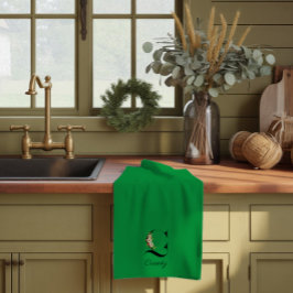 Paño De Cocina Monograma inicial botánico acuarela verde