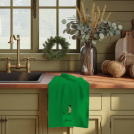 Paño De Cocina Monograma inicial botánico de acuarela verde