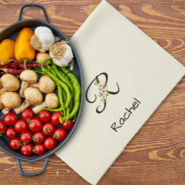 Paño De Cocina Monograma inicial negro botánico acuarela
