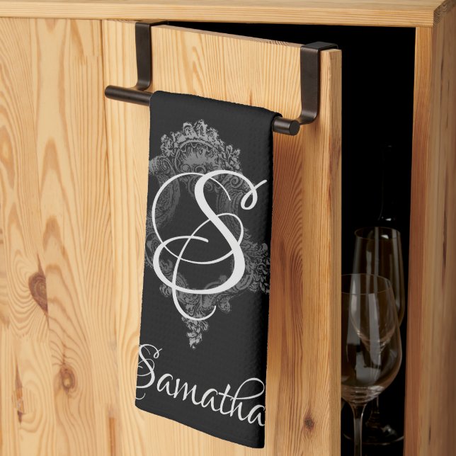 Paño De Cocina Monograma inicial personalizado (Pliegue de tercios)