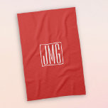 Paño De Cocina Monograma inicial | Rojo y blanco (o color mareado<br><div class="desc">Tus tres iniciales monogramadas.</div>