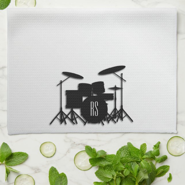 Paño De Cocina Monograma juego de tambor plateado (Doblado)