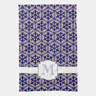 Paño De Cocina Monograma mediterráneo español de la familia del