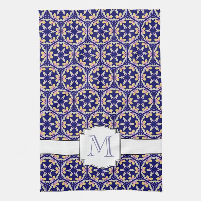 Paño De Cocina Monograma mediterráneo español de la familia del (Vertical)