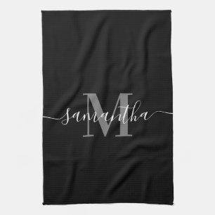 Paño De Cocina Monograma Minimalista negro