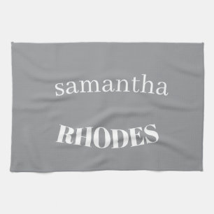 Paño De Cocina Monograma minimalista personalizado gris