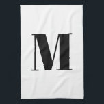 Paño De Cocina Monograma moderno blanco y negro inicial<br><div class="desc">Monograma toalla de cocina moderna,  blanca y negra inicial</div>