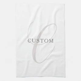 Paño De Cocina Monograma moderno elegante | Gris y blanco (editab