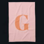 Paño De Cocina Monograma moderno Pastel inicial Rosa y Naranja<br><div class="desc">Monograma moderno con la letra de su elección,  en rosa pastel y naranja.</div>