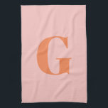 Paño De Cocina Monograma moderno Pastel inicial Rosa y Naranja<br><div class="desc">Monograma moderno con la letra de su elección,  en rosa pastel y naranja.</div>